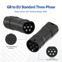 Adaptateur de type 2 GBT standard chinois vers IEC 62196, connecteur de chargeur EV triphasé 22 kW pour utilisation dans les stations de recharge européennes