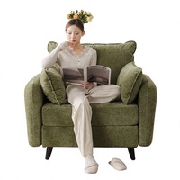 Fauteuil d'appoint moderne du milieu du siècle avec accoudoirs, rangement en mousse, confortable pour salon, 2 coussins décoratifs, design ergonomique, pieds coniques