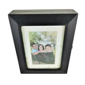 Wooden Photo Protecting Binder Button Closure Wedding Album Box Photo Album Frame Black Pages