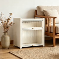 Table de chevet moderne avec porte rabattable transparente, anti-poussière, gain de place, pour petite armoire de rangement de chambre à coucher