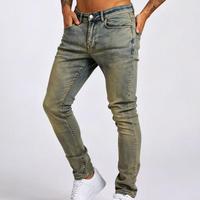 Jeans fuselés pour hommes, denim déchiré, coupe slim, effet allongeant