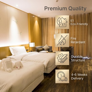 Juego de Muebles de Dormitorio Modernos para <span class=keywords><strong>Hotel</strong></span> de 4 Estrellas, Cama Doble de Madera Personalizada con Cabecera para Proyectos Hoteleros - Product Image 2