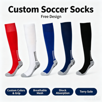 Chaussettes de sport pour hommes, longues et épaisses, de haute qualité, multicolores, antidérapantes, avec fond en tissu éponge, pour le football