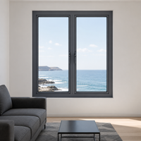Fenêtre à battant horizontale moderne en aluminium à double vitrage, résistante aux ouragans, à économie d'énergie, conforme aux normes NFRC, pour villa