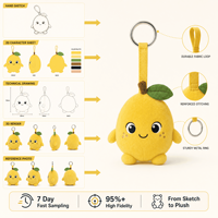 Porte-clés Mascotte en Peluche Citron Agrumes, Jouet en Peluche Personnalisé, Animal en Peluche, Fabricant OEM ODM, Logo Personnalisé, Promotion