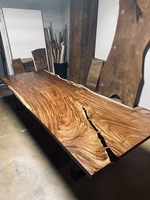Meubles de salle à manger modernes en bois massif de noyer avec bord naturel, plateau de table de salle à manger pour restaurant et cuisine