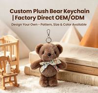 Mini porte-clés en peluche ours en peluche avec nœud floral, porte-clés ours en peluche doux et moelleux, breloque pour sac