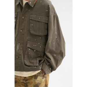 Chaqueta Bomber de Moda con Estampado de Tinta, Estilo Japonés, Holgada, Informal, con Múltiples Bolsillos, Manga Larga - Product Image 5