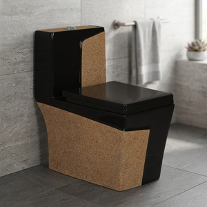WC monobloc en céramique décorative pour la maison, à chasse d'eau, avec abattant à fermeture douce, à poser au sol, de type occidental - Product Image 6