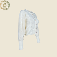 Fabricant de tricot KD personnalisé OEM ODM Cardigan boutonné à manches longues avec pointe torsadée solide pour l'hiver pour femmes chandails