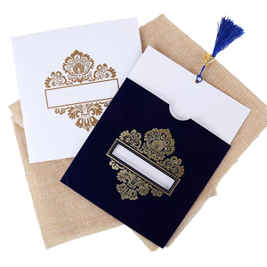 Lujo Borgoña Terciopelo Bolsillo Lámina de oro LOGO Vino rojo Bolsa Tarjeta de invitación de boda <span class=keywords><strong>con</strong></span> borla y sobre - Product Image 1