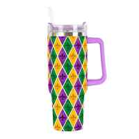Gourde isotherme américaine Mardi Gras en acier inoxydable 40 oz à double paroi avec affichage LED de la température, anti-fuite, pour fêtes et vacances