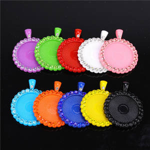 Base ronde incrustée de diamants de 25 mm, accessoire de bijouterie DIY Time Gem, plateau suspendu en alliage coloré - Product Image 1