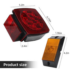 Kit de <span class=keywords><strong>feux</strong></span> de <span class=keywords><strong>remorque</strong></span> LED submersibles carrés 12V, rouge, feu stop, clignotant, DOT IP67 pour <span class=keywords><strong>bateau</strong></span>, camping-car, <span class=keywords><strong>remorque</strong></span> utilitaire - Product Image 2
