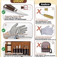 Kit d'outils de sculpture sur bois pour débutants, 7 pièces, couteaux en noyer avec pochette de rangement, ébauches en bois, gants de sécurité, cadeau artisanal