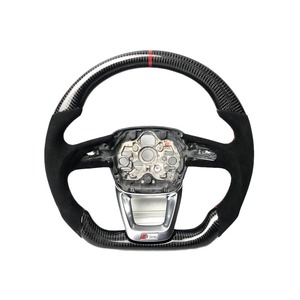 Volant de voiture sport en cuir et fibre de carbone personnalisé en stock pour <span class=keywords><strong>Audi</strong></span> S6 S7 A4 A5 A6 A7 Q3 Q5 A3 S3 <span class=keywords><strong>S8</strong></span> 2014 2015 2016 - Product Image 1