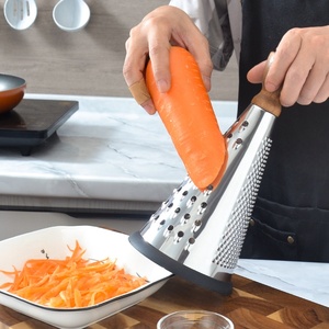 Household 9-Inch Three-Sided Cheese Zester Multifunction Manual <b>Vegetables</b> Cone Cheese Grater with Wood Handle - Product Image 2