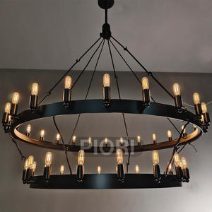 American country chandelier modern industrial style rustic black iron living room wagon wheel chandelier - Product Image 1