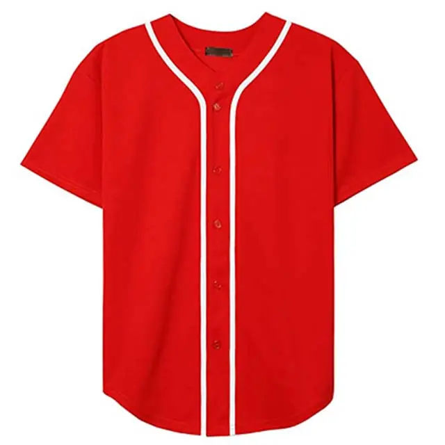 Toptan özel logo erkek boş siyah beyzbol softbol aşınma düğmesi aşağı beyzbol forması gömlek