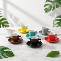 Ensemble de tasses à expresso 50ml tasse à café en céramique et soucoupe Logo personnalisé tasse à expresso en porcelaine épaisse couleur brillante émaillée pour café