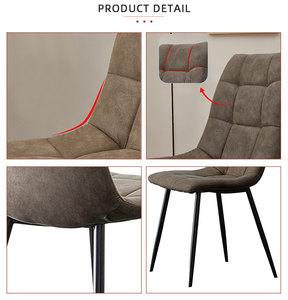 Chaises de salle à manger de cuisine de restaurant nordique de luxe chaises de salle à manger rembourrées en tissu de velours à ossature métallique - Product Image 4