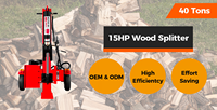 Fendeuse à Bûches en Bois Super Durable 40 T 15 CV Hydraulique Scie Fendeuse de Bûches Processeur de Bois de Chauffage Machine à Fendre les Bûches à Essence