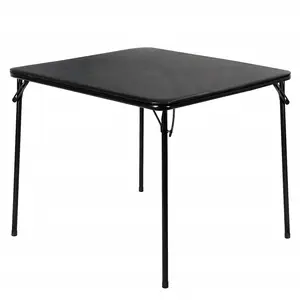 Black Foldable Card Table Square Easy Carry With Collapsible Legs Outdoor Compact Table For Hiking Camping