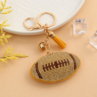 Cadeaux promotionnels : Porte-clés de rugby en strass avec pendentif pompon, diverses couleurs, cadeaux de football, accessoires de sac
