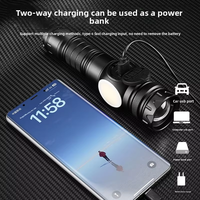 Lampe torche zoomable 30W, laser blanc, lampe torche portable multifonction, lumière latérale COB, télescopique, urgence extérieure, RGB, sauvetage