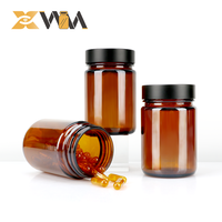 Bouteilles en verre ambré à large ouverture pour capsules, suppléments alimentaires, emballages vides, tailles personnalisées