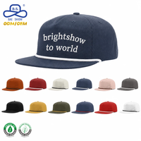 Casquettes de baseball vintage à 5 panneaux personnalisées de luxe, à visière plate, avec logo brodé, en velours 100% coton, unisexe, pour le sport