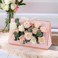Creative Triangle Flower Paper Box Foldable Hollowed Floral Packaging Boxes Flower Arrangement Vase Box