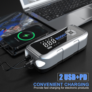 Пусковое устройство для автомобилей класса люкс с быстрой зарядкой USB-C, пиковый ток 6000А, OLED-дисплей, светодиодный фонарь, аварийный комплект инструментов, кожаный чехол - Product Image 5