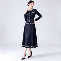 Robe élégante pour femme, expédition sous 7 jours, prête à être expédiée, robe plissée en faux tweed, robe midi une pièce, tenue de bureau, robe plissée