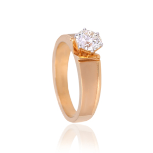 Bague de fiançailles solitaire en or rose 18 carats avec diamant naturel taille brillant |   Ivaan Jewels SR1928 Taille personnalisable Couleur fantaisie - Product Image 4