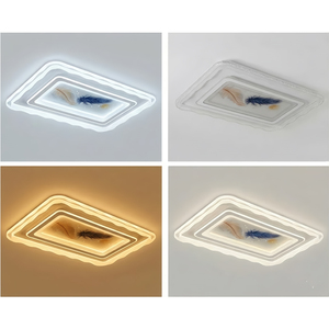 Lámpara LED rectangular ondulada de techo para sala de estar, estilo moderno con plumas, con pintura, para decoración de interiores de lujo. - Product Image 3