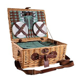 Cesto da Picnic JY OEM <span class=keywords><strong>per</strong></span> 2-4 Persone, Cesto in <span class=keywords><strong>Vimini</strong></span> <span class=keywords><strong>per</strong></span> Snack e Alimenti, Regalo da Picnic con Fodera a Quadretti - Product Image 4
