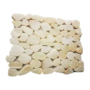 Azulejo de mosaico de piedra de guijarro Irregular de rocas de Río de mármol personalizado de fábrica para decoración de pared Interior y suelo