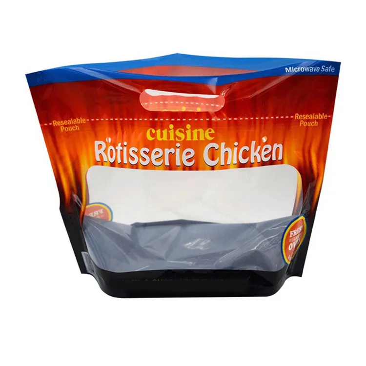 Sachets de poulet chaud au micro-ondes Pochette debout Emballage rôti anti-buée pour rôtissoire Sac de poulet rôti personnalisé