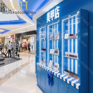 Table à ongles manucure avec support de vernis et étagère de rangement pour kiosque à ongles de salon - Product Image 4