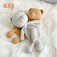 Jouets apaisants en coton amigurumi au crochet, doudou ours, couverture de sécurité pour bébé