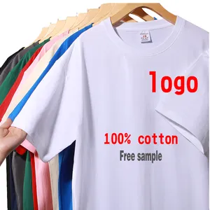 Wholesale Extra large 180 200 210 200 230 250 260 280 300 g 100% cotton T-shirt custom logo retro printed blank T-shirt