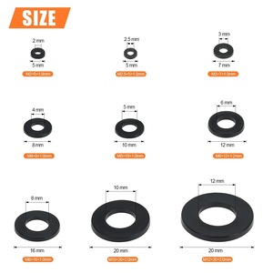 Jeu de rondelles plates en nylon noir M2 M2.5 M3 M4 M5 M6 M8 M10, 500 pièces, pour connexion électrique, grade A, à trou traversant - Product Image 5