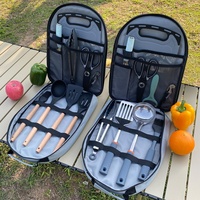 Ensemble de cuisine de camping en acier inoxydable avec couteau portable et planche à découper pour pique-nique