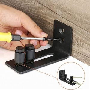 อุปกรณ์ประตูโรงนาเหล็กคาร์บอนเคลือบผงสีดำติดตั้งบนผนัง - Product Image 1