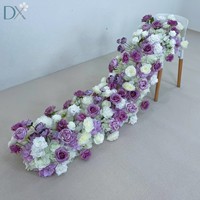 Guirlande de fleurs artificielles blanches et violettes pour centre de table de mariage, toile de fond, vente en gros