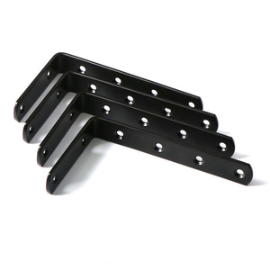 Support d'angle en forme de L noir 125x75mm, support mural en acier pour fixation d'étagères - Product Image 2
