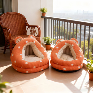 Cama para Gatos y <span class=keywords><strong>Perros</strong></span> OEM y ODM, Diseño Jacquard a Cuadros, Semicerrada, Suave y Cálida, Agradable al Tacto - Product Image 4