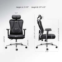 AJUNION Chaise de travail ergonomique réglable avec dossier en maille Chaise de bureau confortable et pivotante pour ordinateur avec soutien lombaire et cervical