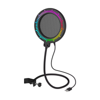 Microfono Dinamico Professionale RGB Cablato con Copertura in Spugna Antivento e Antirumore con Luci LED per Karaoke dal Vivo